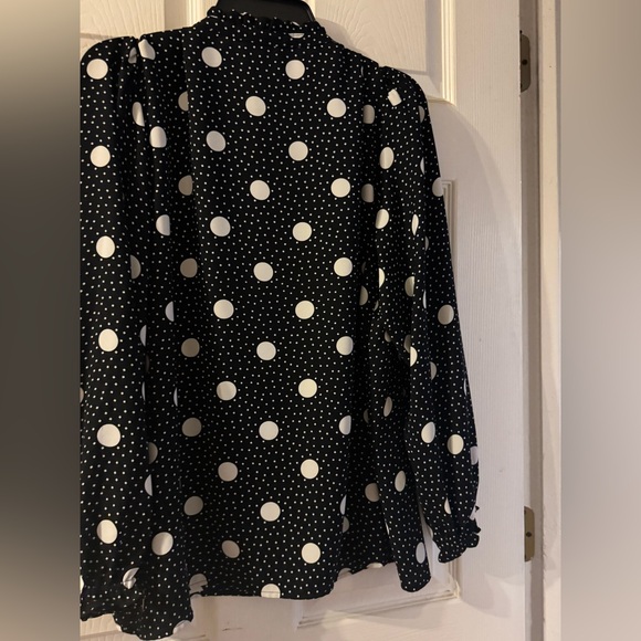 Karl Lagerfeld Black and White Polka Dot Women's Top - Picture 7 of 8